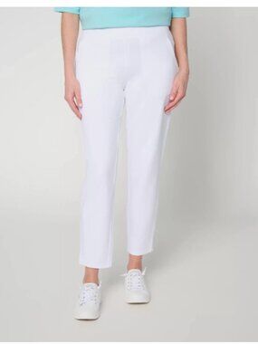 Denim & Co. EasyWear French Terry Ankle Pants-White-Petite XS-NEW-A723273